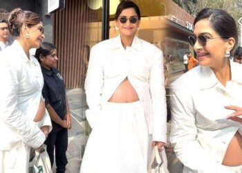 স্ফীত উদর নিয়েই ক্যামেরার সামনে সোনম