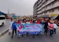 গাজীপুরে পুলিশের সামনেই যুবলীগের ঝটিকা মিছিল